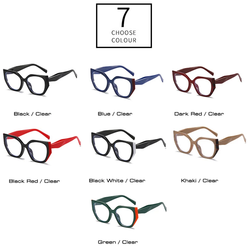 Women Glasses Vintage Polygon Cat Eye Fashion Clear Anti-Blu-Ray Lens Optical Double Color Frame Anti Blue Light Anti Radiation Eyewear Frames