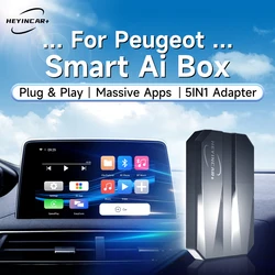 2024 HEYINCAR Smart AI Box Android Auto Wireless CarPlay Adapter For Peugeot 208 308 408 508 2008 3008 4008 5008 For YouTube