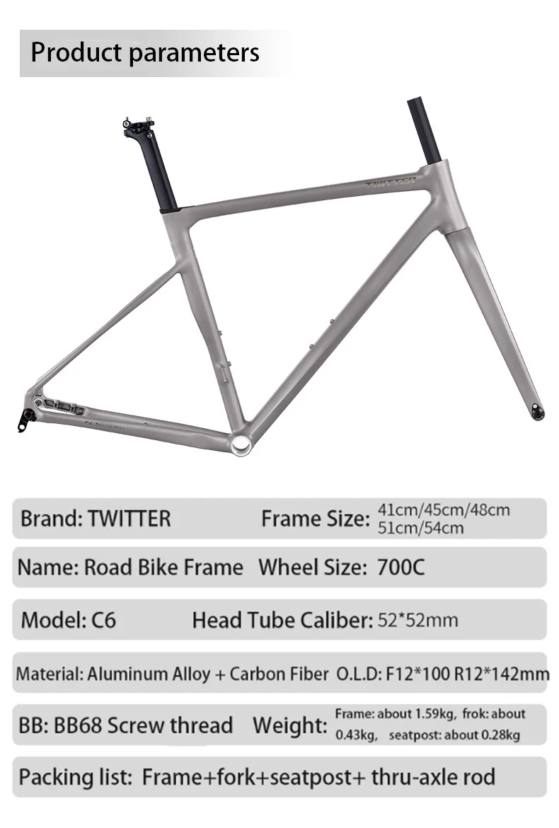 700C Lightweight TWITTER C6 Road Bike Aluminum Alloy Frame Carbon