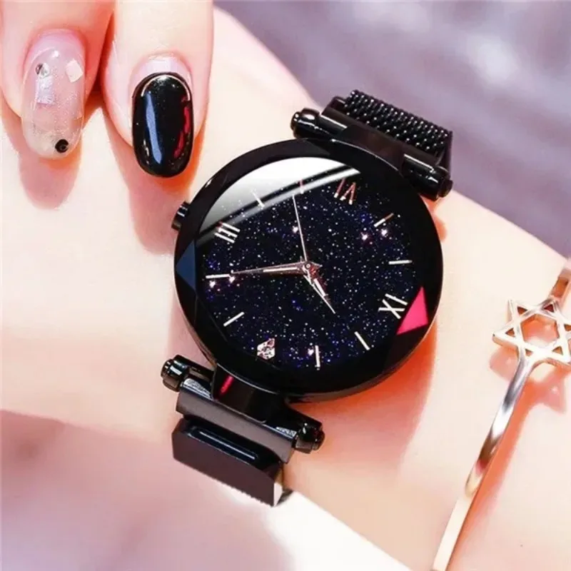 Fashion Starry Sky Watches Magnet Buckle Mesh Belt Quartz Watch Luxury Female Trend Clock Quartz Wristwatch Women Dress Clock