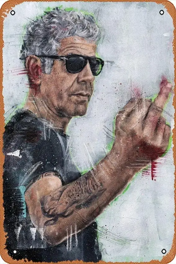 Винтажный жестяной логотип Энтони бердэн, металлическая вывеска, винтажный настенный Декор для дома, кафе, офиса, магазина, бара, клуба, логотип в подарок 20,32 x