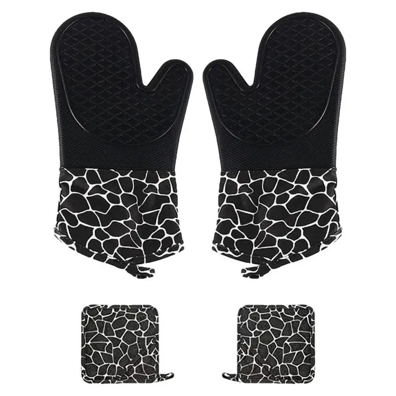

Silicone Oven Mitts BBQ Gloves Oven Gloves Pot Holder Heat Resistant Steam Resistant Anti Slip BBQ Gloves Kitchen Mitts And Pot