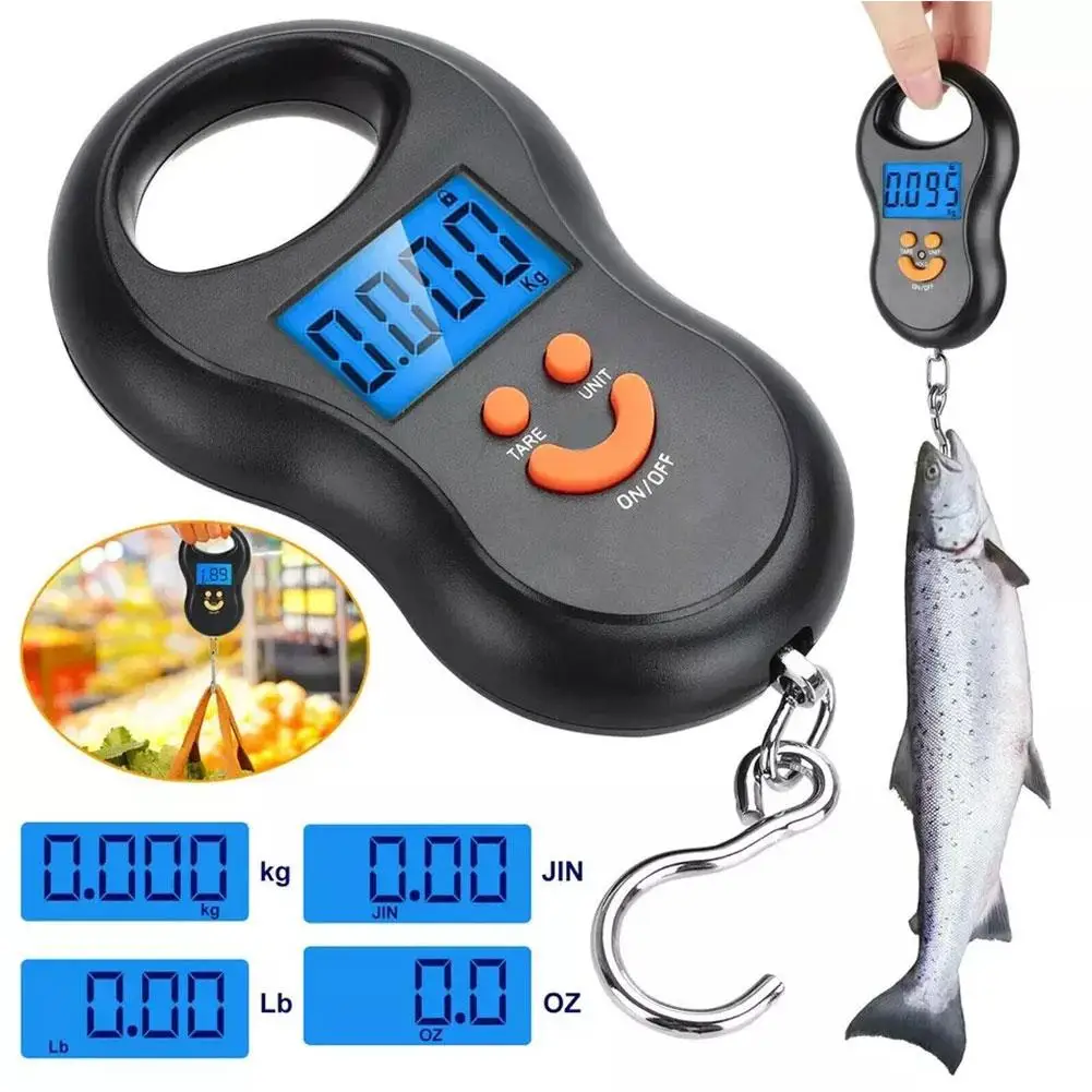 Electronic 50Kg Hanging Scale LCD Kitchen Digital Scale BackLight Fishing Weights Pocket Travel Luggage Scales