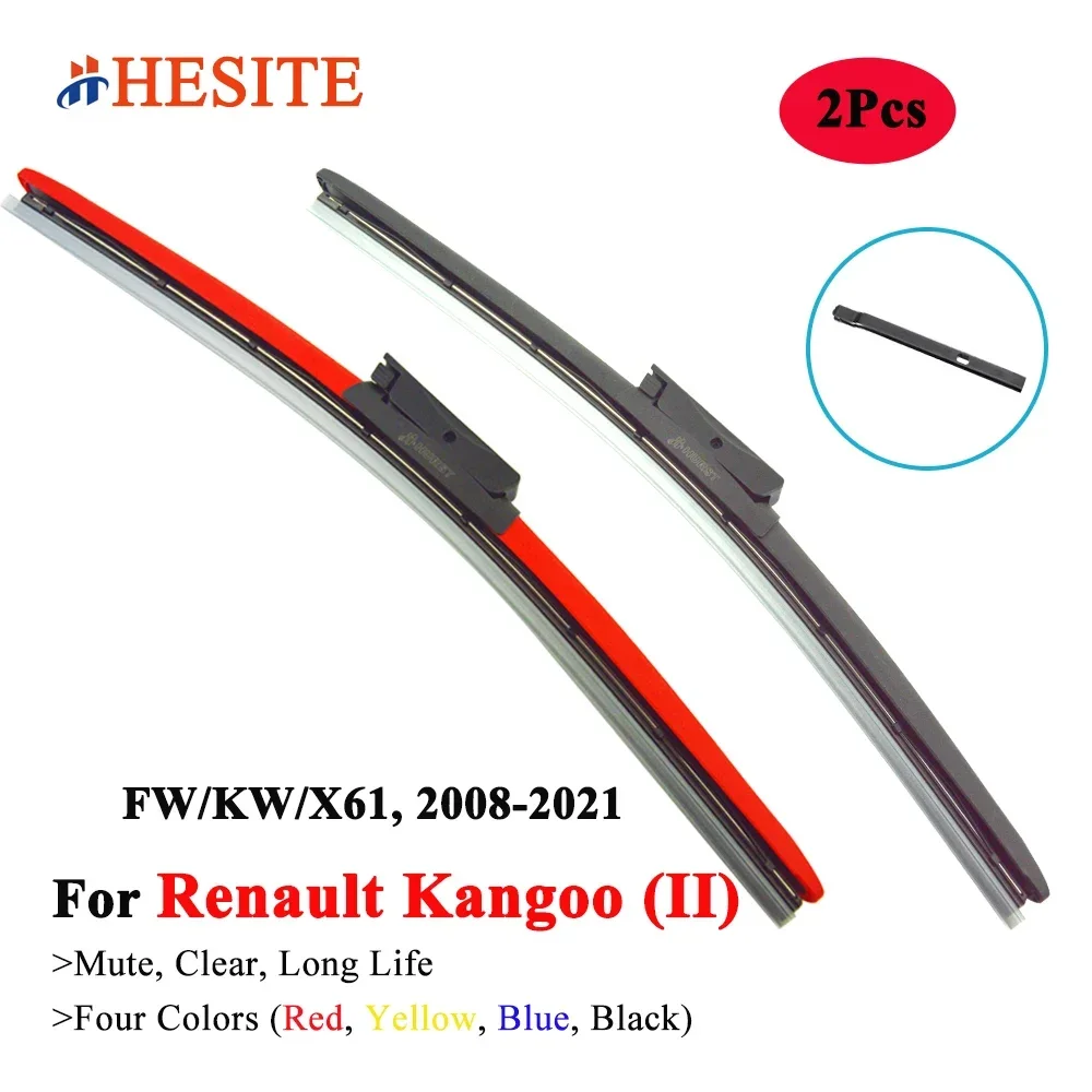 

HESITE Colorful Wiper Blades For Renault Kangoo MK2 Be Bop ZE FW KW X61 2008 2010 2012 2015 2016 2017 2019 2020 2021 Car Brushes