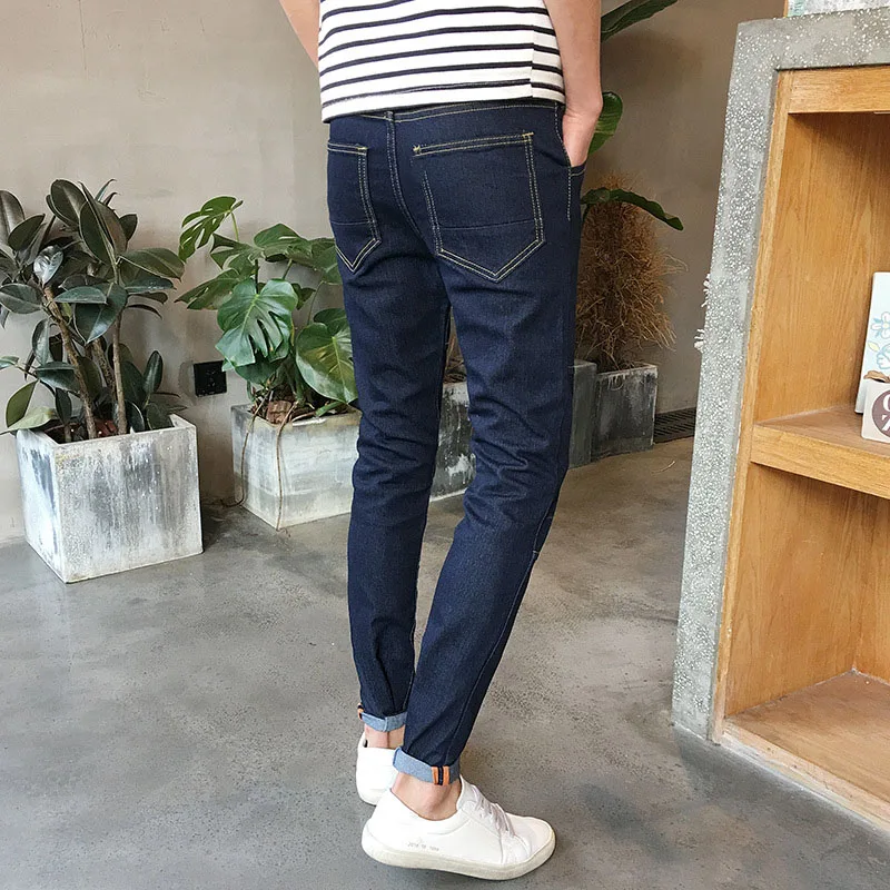 Summer 2022 Fashion Casual Hip Hop Street Slim New Feet Jeans Men Korean Trendy Casual Pants Student Wild Feet Pencil Trousers