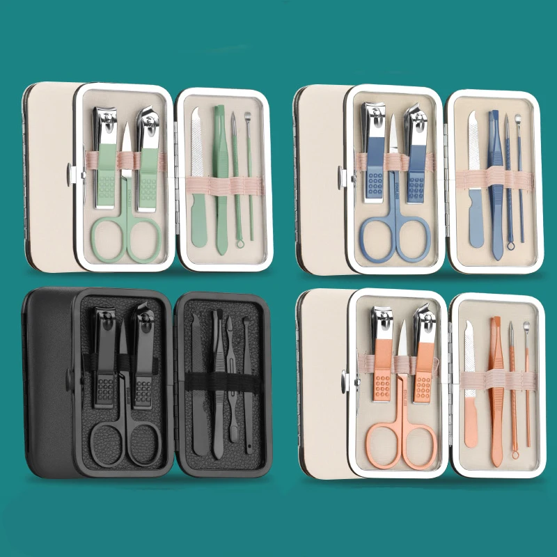 Portable 7Pcs/Set Stainless Steel Nail Clippers Kit Travel Manicure Tools Ear Cleaning Tools Nail Care Pedicure Tool
