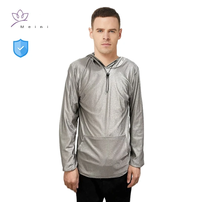 Electromagnetic radiation protective silver fiber unisex sport underwear New energy vehicle EMR shielding hooded sweatshirt