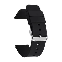 Silicone Quick Release Adjustable Water - Resistant Watch Strap - 18mm (Black)