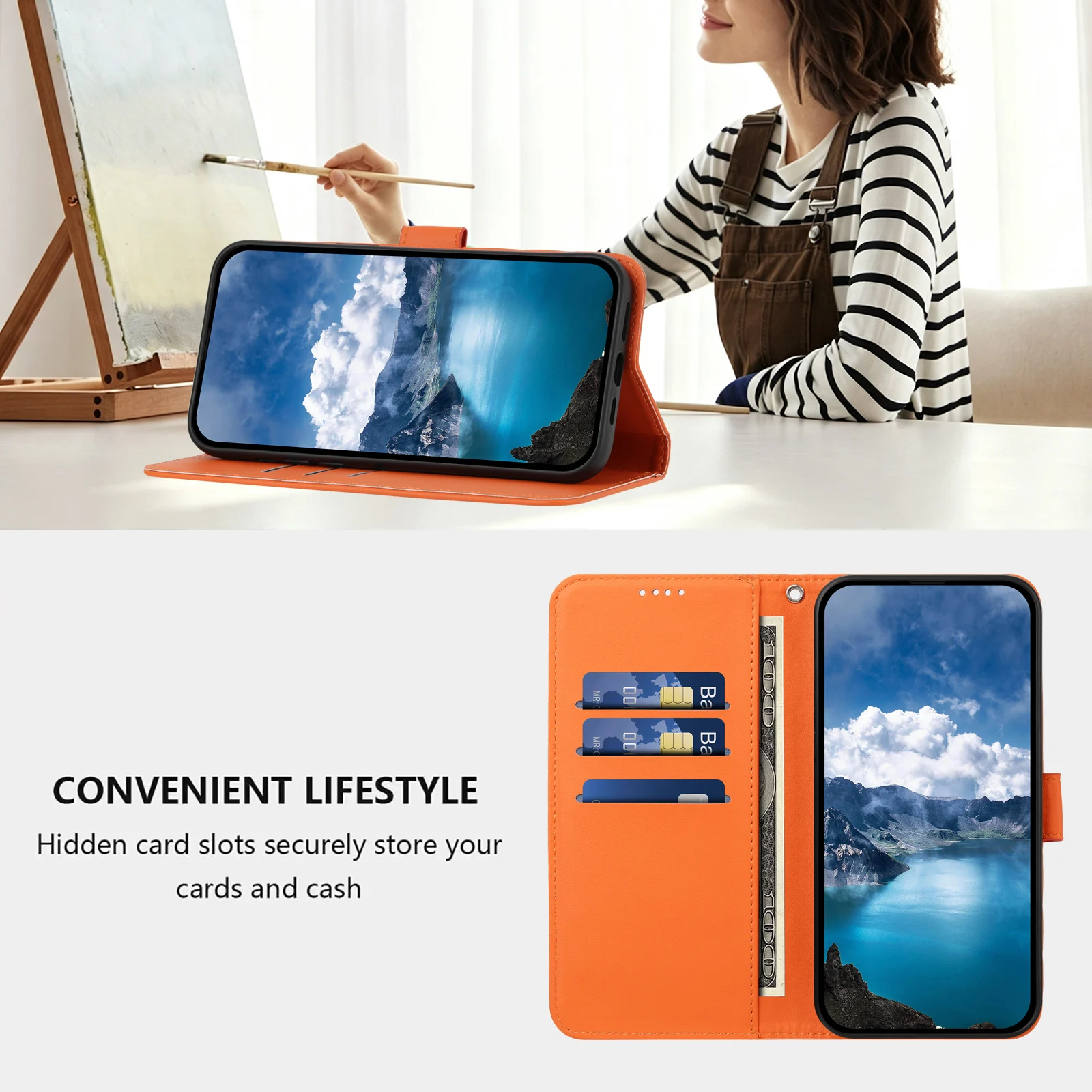 Luxury Leather Wallet Phone Case with Shockproof Bumper and Card Slots