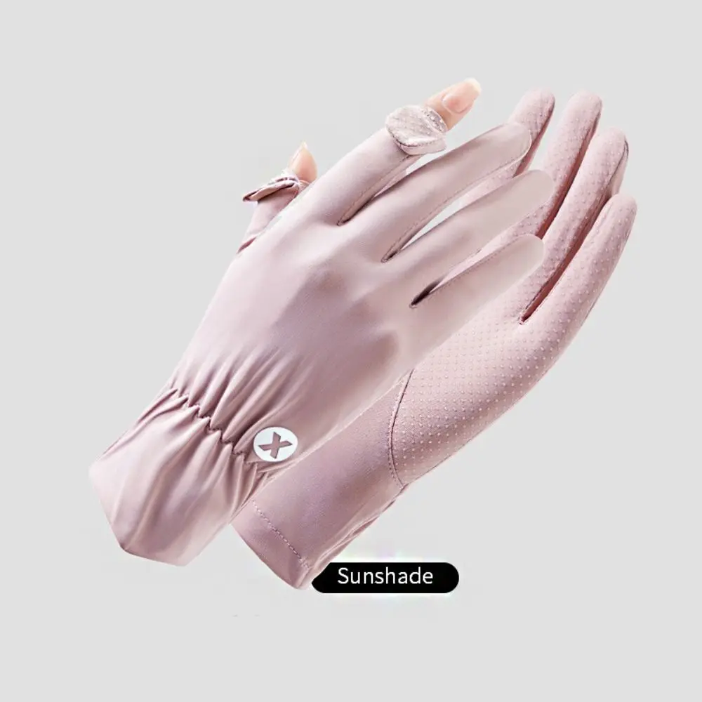 

Ladies Sunscreen Ice Silk Gloves Women Summer Two Finger Sunscreen Gloves Fashion Riding Driving Running Gloves UV Gloves