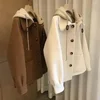 Plus Size Women's Knitted Hooded Jacket Fake Two-Piece Outerwear Autumn Winter New Style Woolen Coat Female Open Cardigan Trendy
