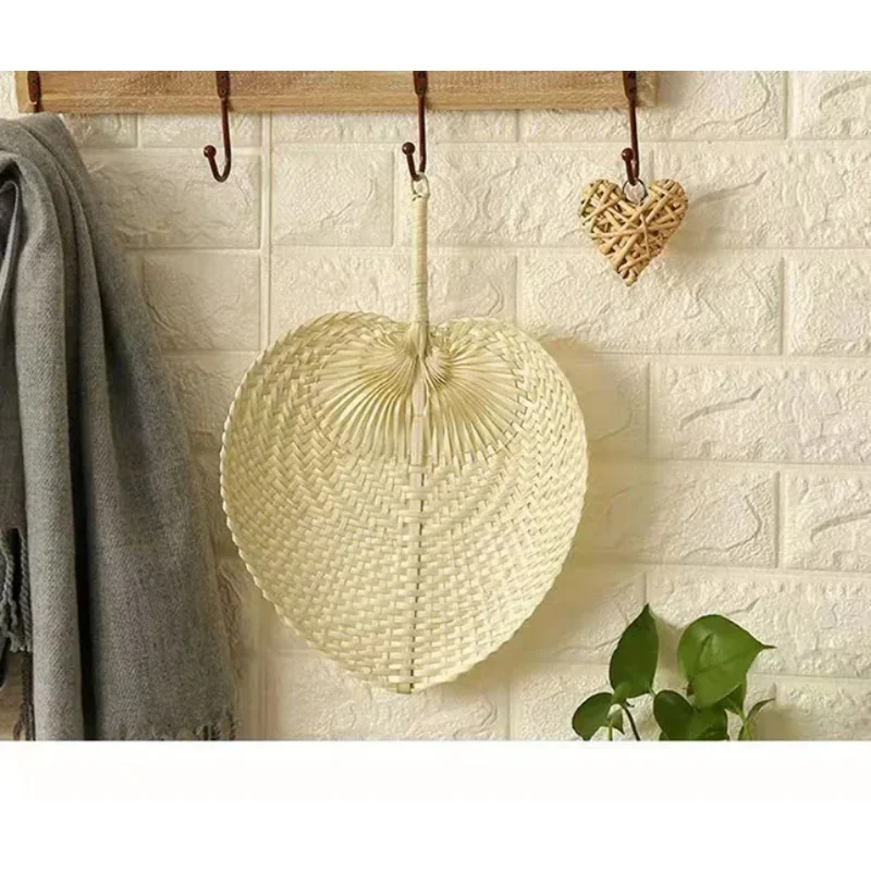 1PC Handmade Straw Woven Fans Craft Summer Cooling Fan Bamboo Palm Leaf Hand-woven Hand Fan Home Decoration 30*40cm