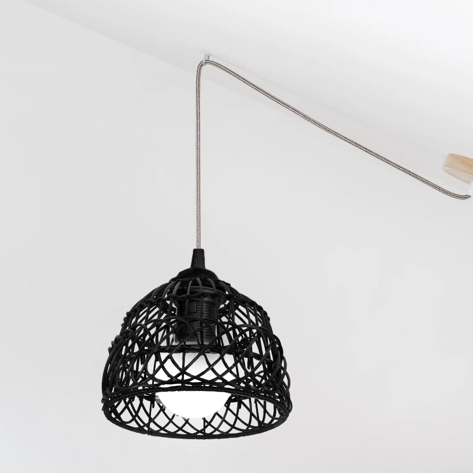 

Rattan Chandelier Lampshade Decorative Hanging Woven Pendant Cover Pp Weaving during