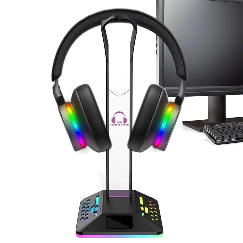 

Подставка для наушников RGB с противоскользящим дизайном, многофункциональные настольные держатели для наушников с резиновой основой для всех