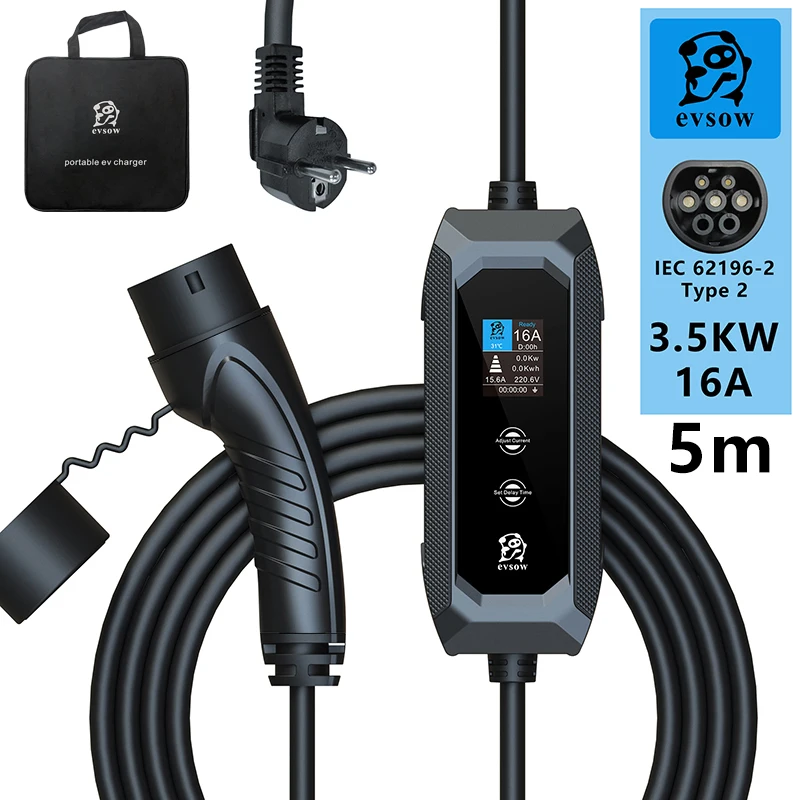 Evsow Ev Caricabatterie Tipo 2 3.5Kw Caricabatteria Per Auto Elettrica Portatile Monofase Cavo Di Ricarica Ev Tipo 1 Gbt Ev Stazione Di Ricarica Wallb
