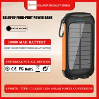 Waterproof Outdoor Solar Power Bank 10000mAh Dual USB Travel Outdoor Solar Mobile Phone Charger Solar Powerbanks For Camping 1