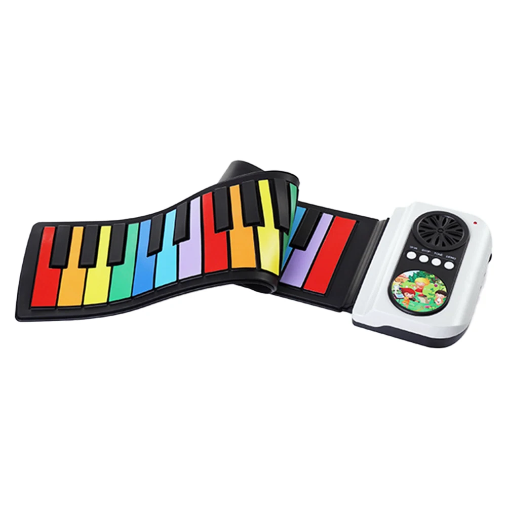 Electronic Musical Instrument Midi Control Keyboard 49 Keys Flexible Roll Up Piano MIDI Out Electronic Hand Roll Piano Bluetooth-Compatible Mp3 Headphone for Music Lovers Beginners
