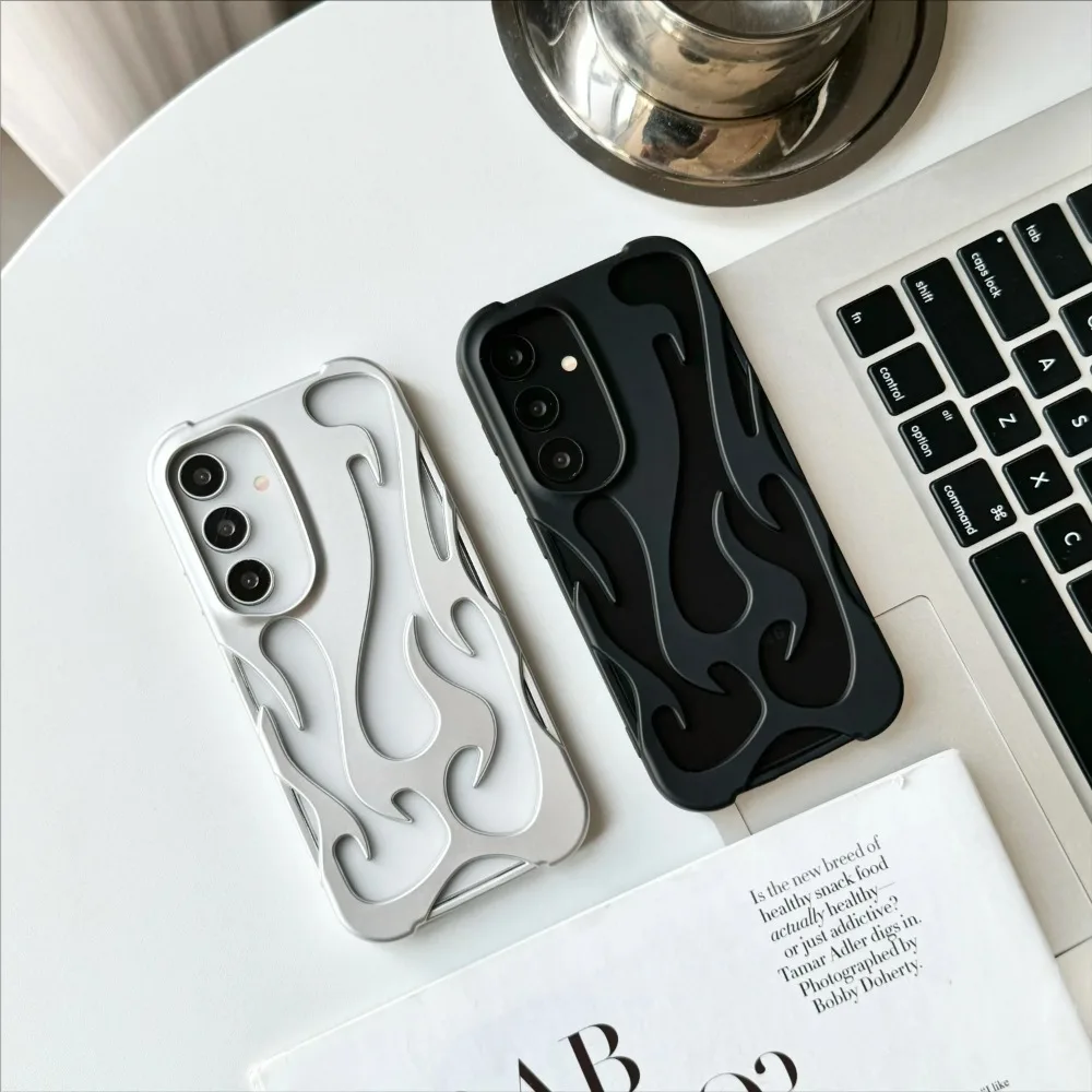 Electroplating 3D Flame Pattern Frosted Shockproof Phone Case