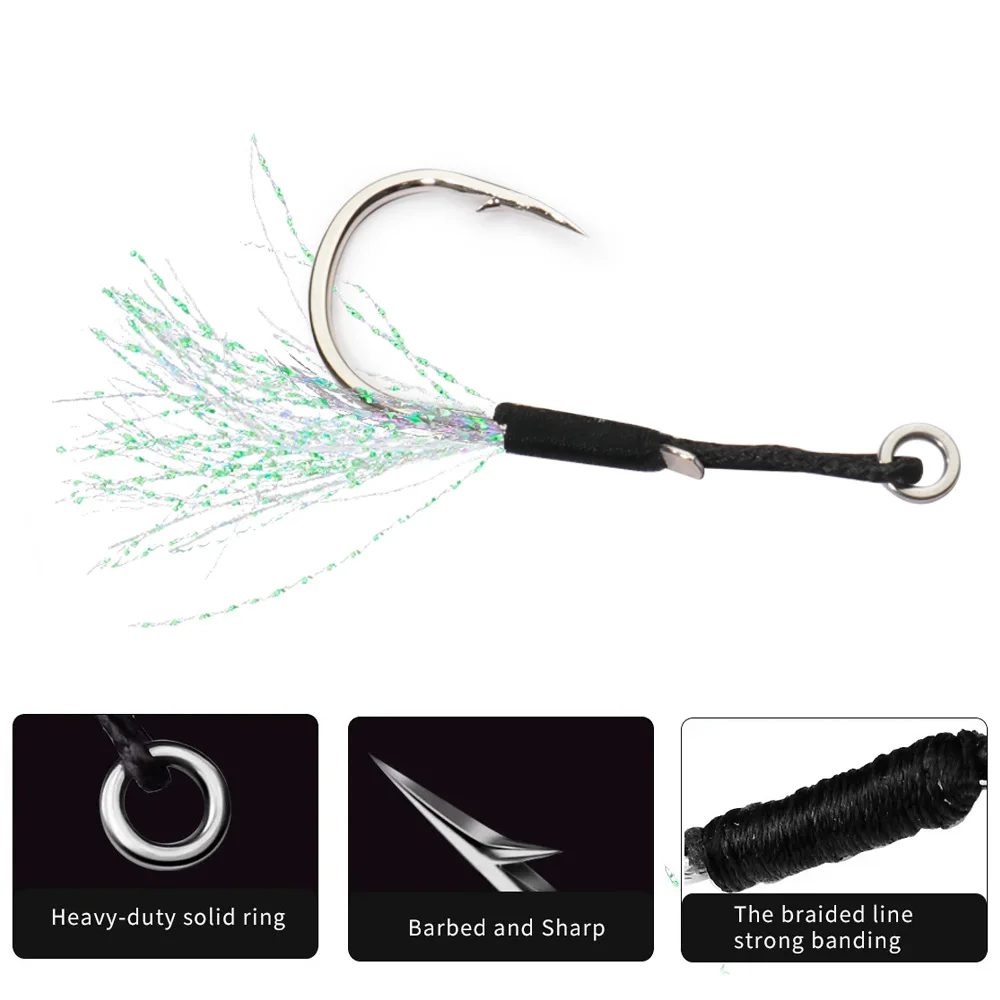 Sharp Assist Haken High Carbon Stahl Winkel Stacheldraht Gewinde Feder Guss Jig Angelgerät Ring Jigging Werkzeug Pesca Köder Angelhaken – Detail 3