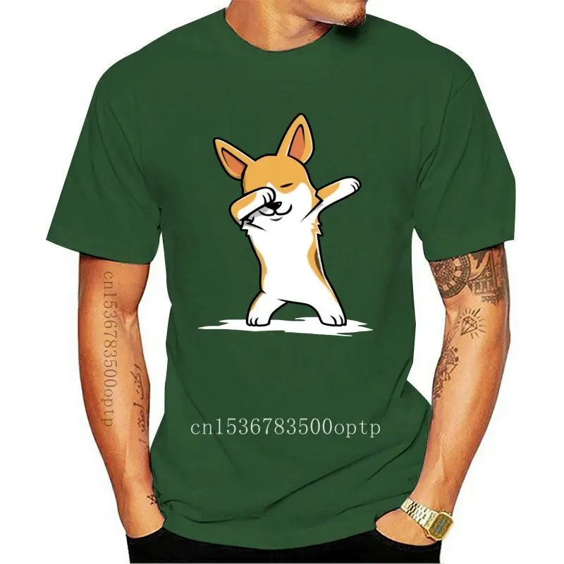 

Забавные креативные футболки Dabbing Corgi, мужская одежда с коротким рукавом, футболка большого размера, футболка из 100% хлопка с круглым вырезом, 2020