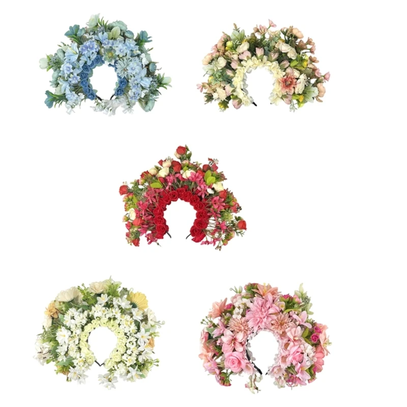 

Flower Headbands Floral Garlands Hair Wreath Bride Flower Wedding M6CD