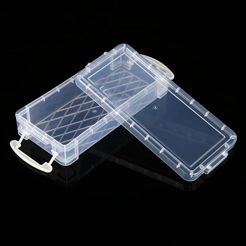 1PC Plastic Transparent Pencil Case Large Capacity Simple Double Buckle Box Sketch Art Box For School Stationery pencil cases,stationery box