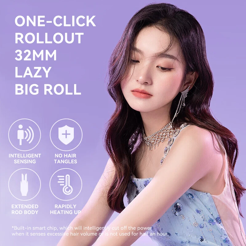 Lena LN-Z3S 32mm Automatic Hair Curler, Negative Ion, 3 Temperature Settings, 25s Fast Heating, Anti-Scald, Portable for Travel