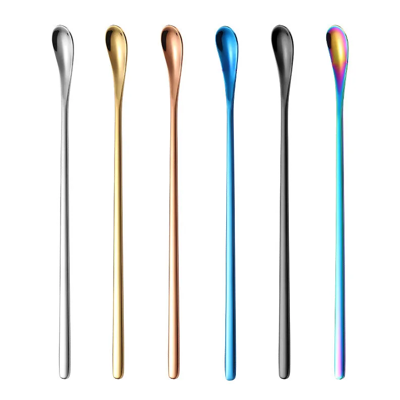 304 Stainless Steel Bar Spoons Long Handled Ice Cream Spoons Cocktail Dessert Spoon Tableware Kitchen Supplies 19/22.5cm