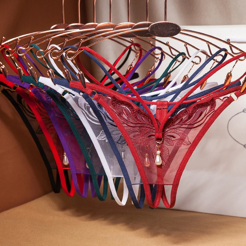 

Women Lace G-String Low Waist Embroidery Flower Briefs Seamless Hollow Out T-back Briefs Underwear Underpants Sexy Accessories