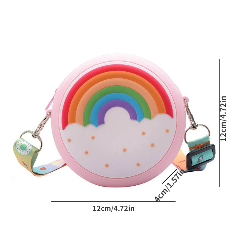 Silicone Rainbow Crossbody Coin Purse for Kids - Adjustable Strap Shoulder Handbag for Toddlers and Girls