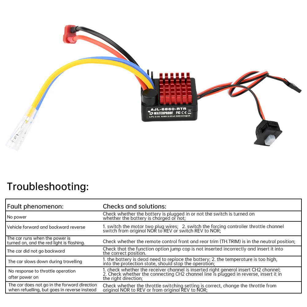 ESC 60A Brushless pour RC 1/10, Compatible SCX10 TRX4, Contrôleur Moteur