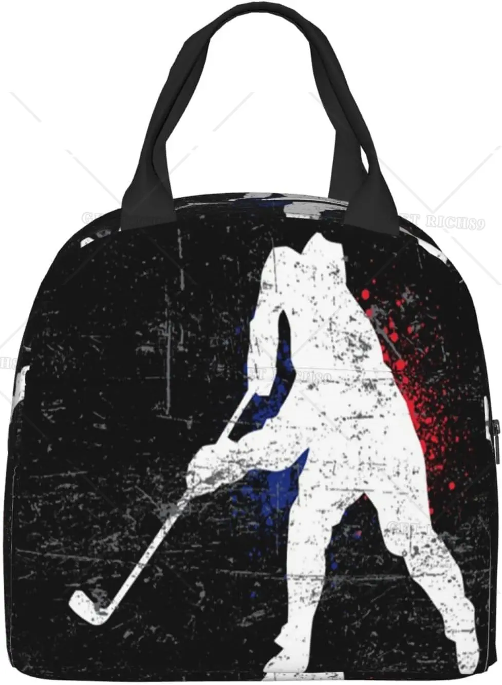 VintageIceHockeyPlayerDurableInsulatedLunchBagforWomenKidsReusableLunchBoxwith