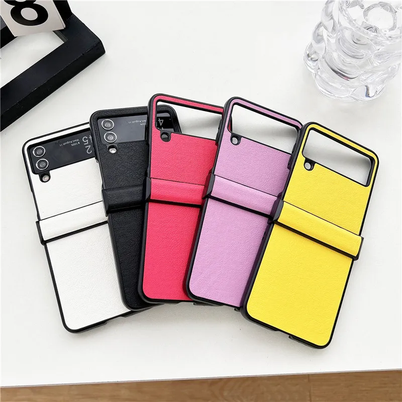 

Solid Color Phone Case For Samsung Galaxy Z Flip 3 4 5 5G Protective Shell Cover