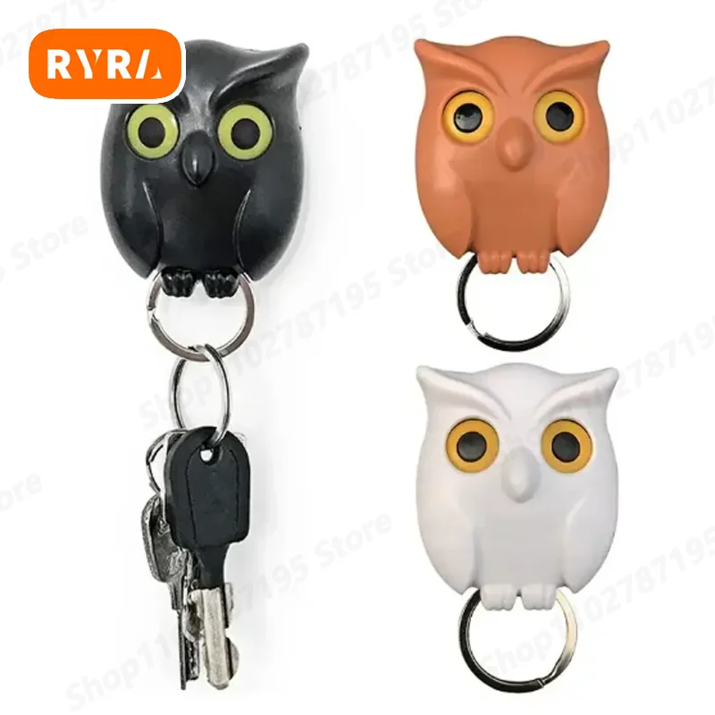 

1PC Black Night Owl Key Holder Magnetic Wall Key Holder Keep Keychains Key Hook Hanging Hooks Will Open Eyes Home Decoration