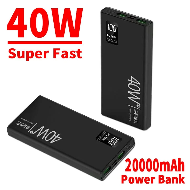 Pd40w Super Fast Charging Power Bank Portable 20000mah Charger Digital