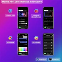 TV Backlight Music Sync Smart Strip Lights Color Pickup RGBIC LED Light 50-75 inch Screen App Remote for Game Home Ambient Light 6