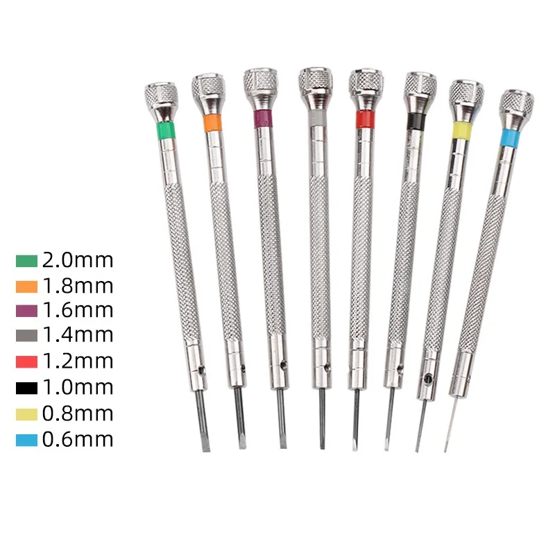 Screwdriver Set High Carbon Steel 0.6mm-2.0mm Precision Watchmakers Watch Glasses Flat Blade Small Accessories Repair
