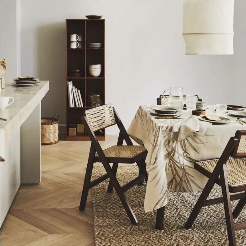 

Rattan Living Room Chairs Nordic Relax Wooden Dining Room Chairs Portable Adults Garden Chaise Pliante Home Furniture MQ50KT