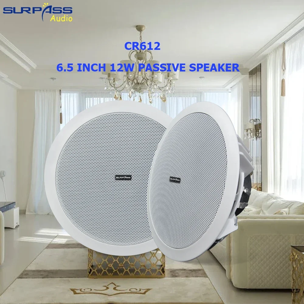 6.5 Inch 8 Ohm 12W Stereo Sound Passive Ceiling Speaker Home Background Music Audio System For Kitchen Amplifier