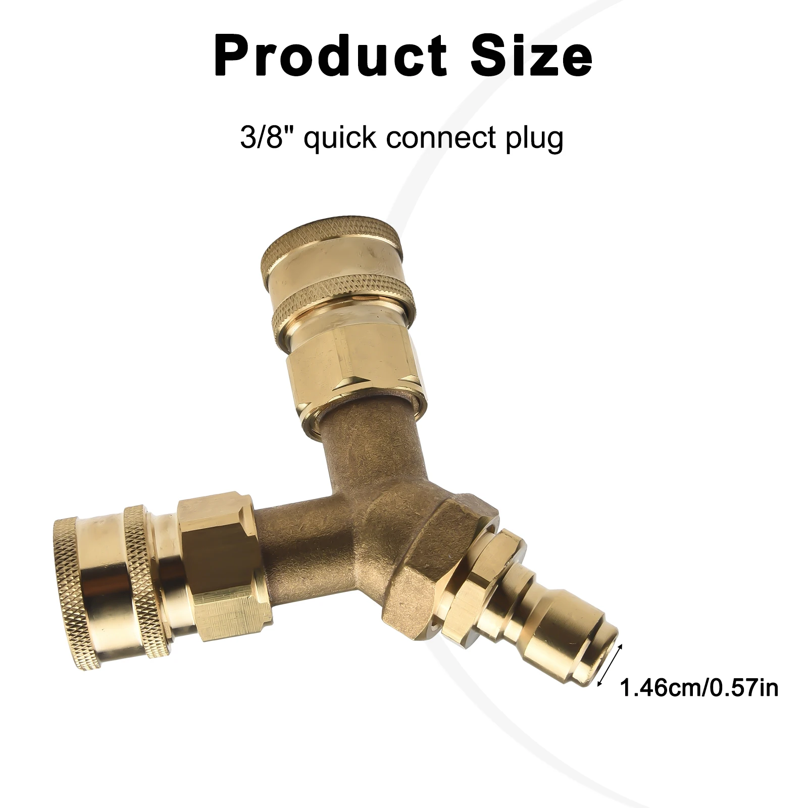 

Three-way Converts Washer Tee Splitter Dual System Gold 14.8mm 3/8 Inch 4000 PSI Brass Two Washing Machines High-pressure Washer