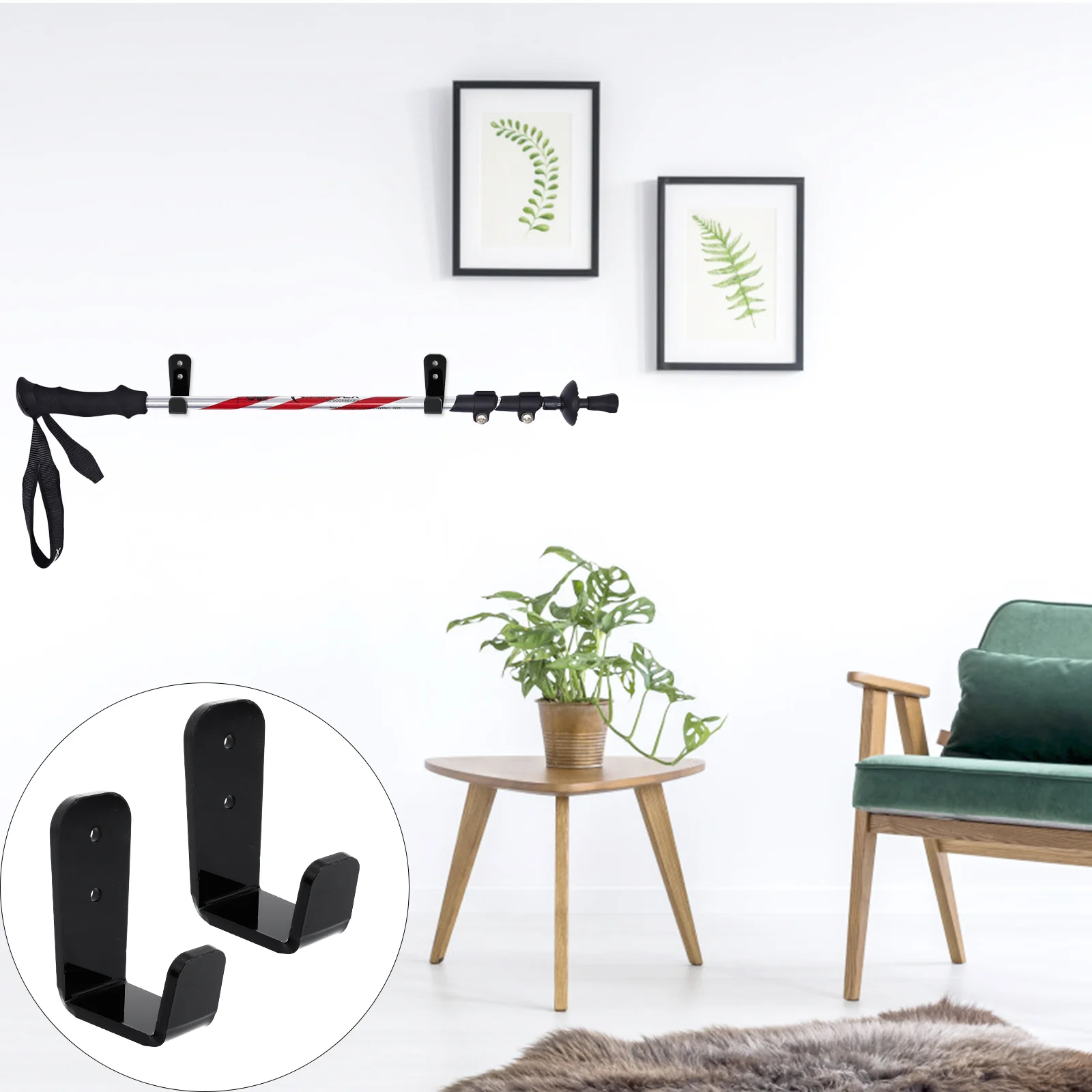 

2 Sets Hockey Stick Rack Acrylic Fishing Pole Stands Multi-functional Hanging Trekking Poles Shelf Ski Wall Racks Storage
