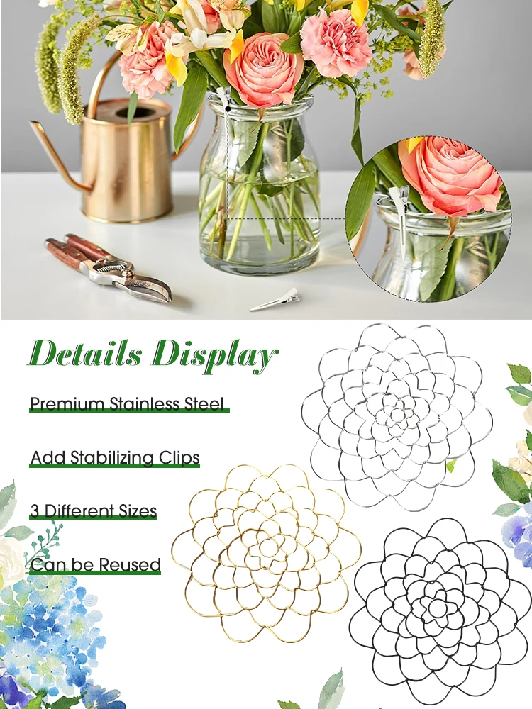 Flower-Frog-Stainless-Steel-Wire-Flower-Arranging-Tool-Flower-Lid ...