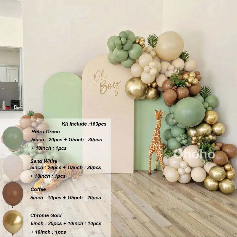 163pcs Brown Green