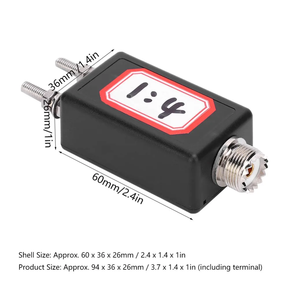 Suitable HF 1:4 Ratio 1:4 Mini Balun M Interface Plastic Shell Mini Balun Black Size Consumer Electronics Shortwave Antenna