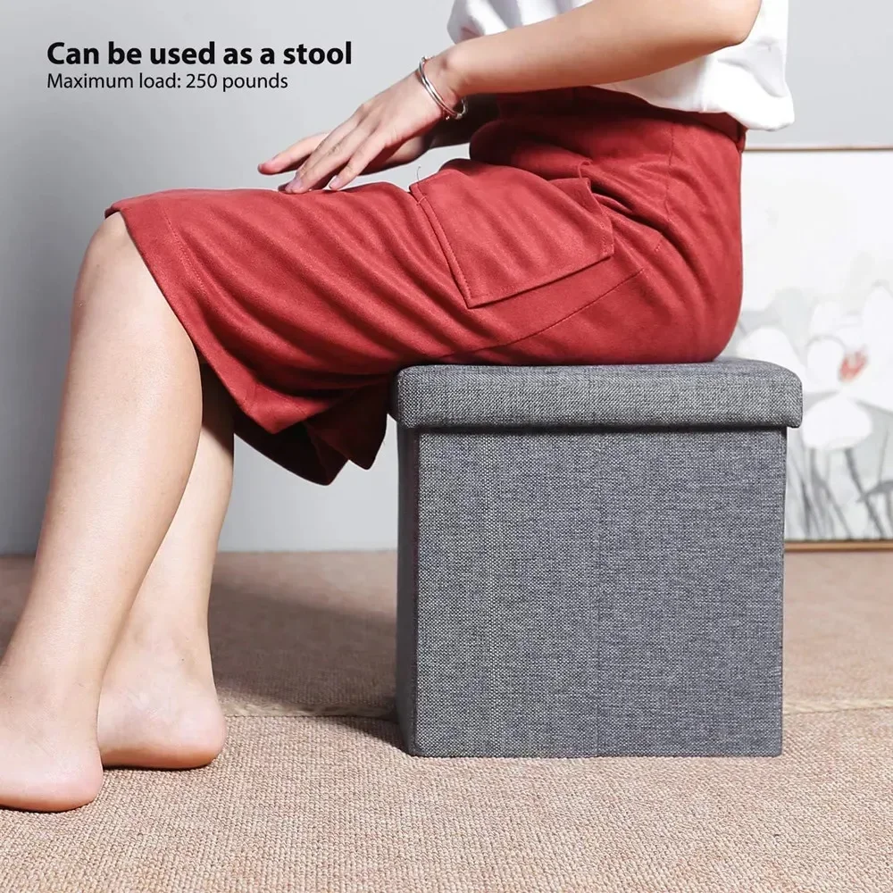Folding Stool Folding Chair Multifunctional Folding Storage Stool Foldable Foot Rest Large Capacity Organizer Collapsible Storage Ottoman Box