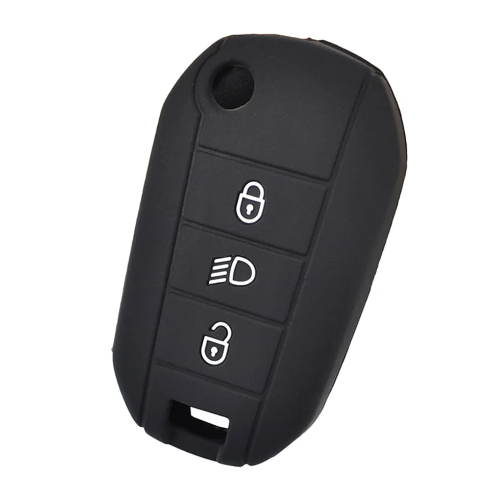 Funda Para Llave De Coche Dsetryj - Compatible Con Peugeot 408, 3008, 308, 301, 508, 5008, 307, Cremallera Exterior, Color Negro