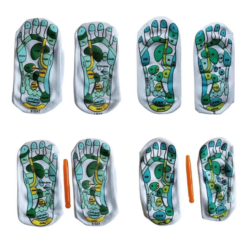 

Acupressure Reflexology Socks with Massager Tool Chinese or English T8NB