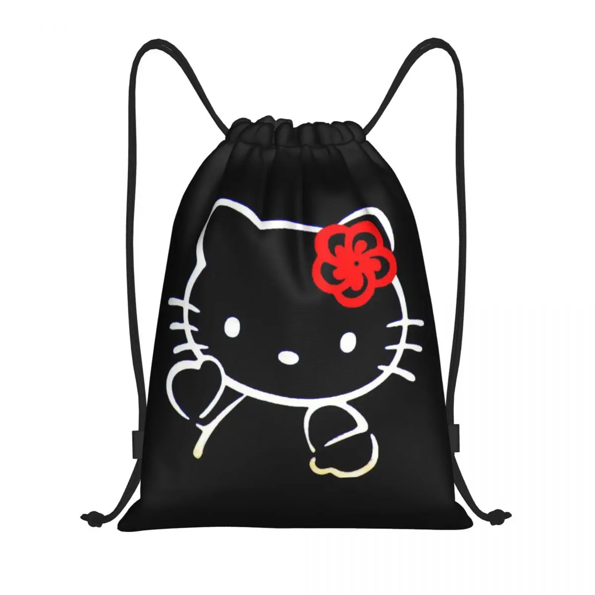 

Рюкзак на шнурке Hello Kitty Sanrio для мужчин и женщин, спортивная сумка для спортзала, мультяшный персонаж для покупок