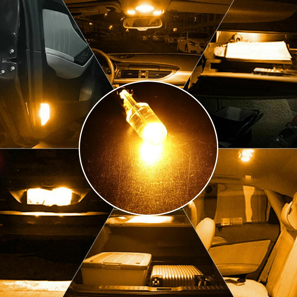 

20pcs Universal T10 W5W 168 LED COB Amber Wedge Module Car Light Assembly Interior Dome Reading Map Bulb Car Decor Accessories