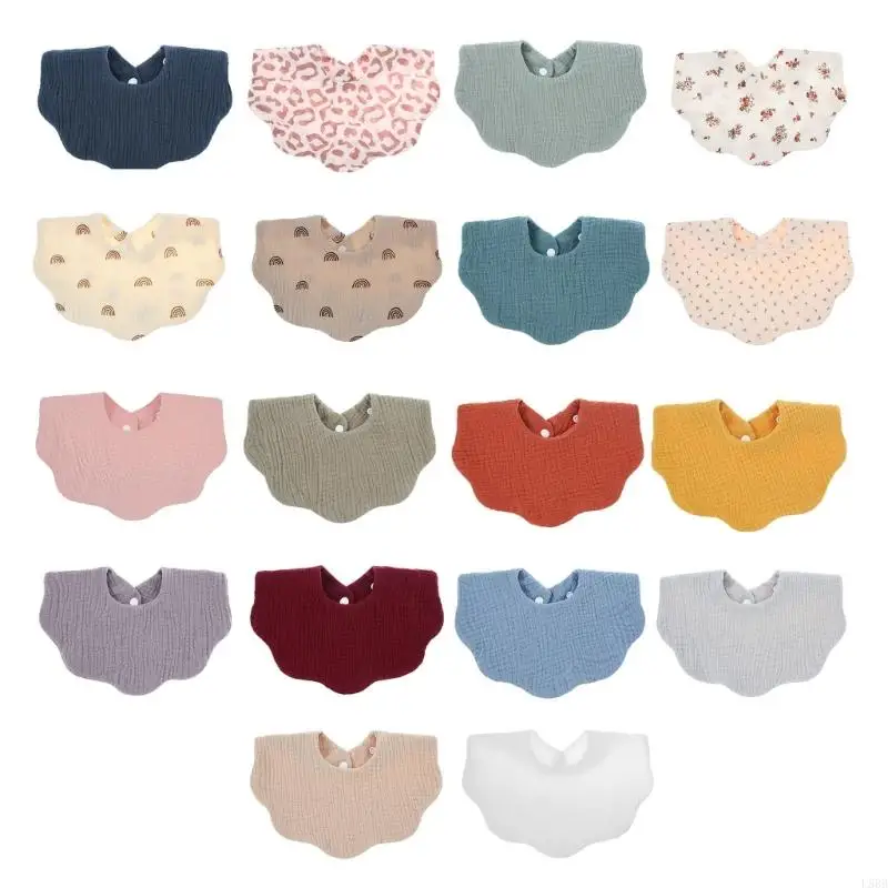 L5BB Baby Feeding Bib Bandana Burp Cloth Scarf Printed Soft Cotton Absorbent Saliva Towel Breathable Apron